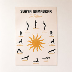 Surya Namaskar Sun Salutations Poster Yoga Wall Art Home Decor | Multiple Sizes