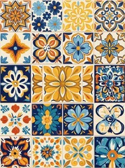 Elegant Floral Ornament Poster, Italian Tile Style Wall Art, Boho Home Decor
