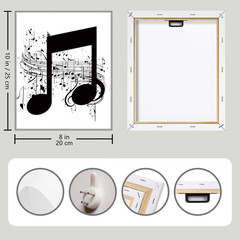 Framed Music Notes Wall Art Black and White Vintage Canvas Posters Prints for Ho