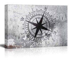 Wall26 – Compass on Shabby Wall Gallery – Canvas Wall Art Home Decor – 16″ x 24″