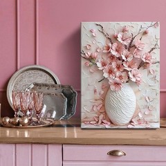 Pink Floral Canvas Wall Art Decor