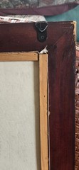 Vtg Rooster Chickens Farm Life Oil Painting on Canvas Frame 30X20.5″ Art 25X16″