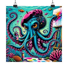 Matte Square Poster Wall Art Octopus Artistic Edgy Rebellious