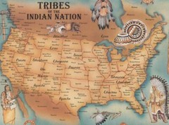 Tribes of the Indian Nation Vintage Illustrated Map of Native American Tribes