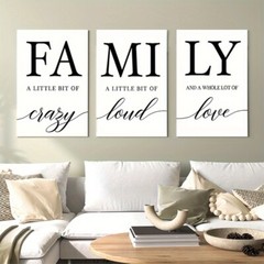 3 Piece Frameless Inspirational Motto Canvas Wall Art Set Family Sayings