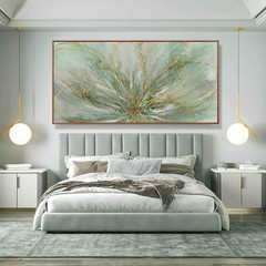 Oversized Abstract Gold Line Canvas Art for Bedroom & Dining Room 36″x70