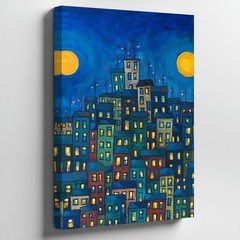 Vibrant Expressionist Cityscape At Dusk Wall Art Canvas Print Canvas Wall Art
