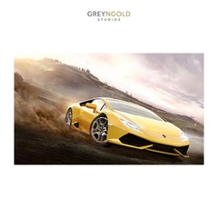 Yellow Lamborghini Huracán LP 610-4 Car WallArt Print pick size A4/A3/A2/90x60cm