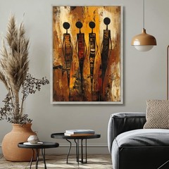 Abstract African Figures Canvas Print, Tribal Ethnic Wall Art Decor