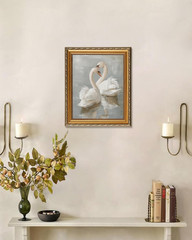Vintage Gold Framed Wall Art Prints Decor Classical Swan Canvas Oil Painting Pos