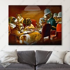 Dogs Playing Cards – Pinched With Four Aces CM Coolidge Canvas Wall Art Print