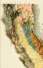 California Map, California 2D Relief Map, California Vintage Map – 2D Flat Print