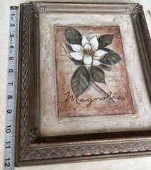 Set of 2 Magnolia Floral Print Home Interiors Framed Wall Art Decor 10 x 12.5″
