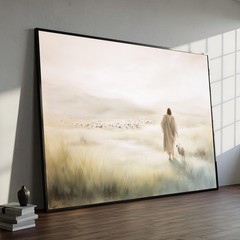 Christian Jesus Sheep Wall Art Canvas Poster Landscape Art