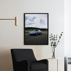 Old Blue Porsche Vintage Sports Cars Wall Art Poster Print