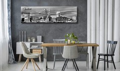 Cleveland Skyline Decor Wall Art Canvas Prints Black and White Night View USA…