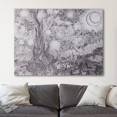 Starry Night Sketch by Van Gogh Impressionist Canvas Wall Art Print