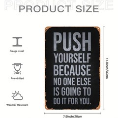 Motivational Metal Wall Art Sign – Tin Metal Signs 8″x12″ Gym Poster, Decorative