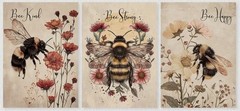Canvas Wall Art Set/3 BEE KIND, STRONG, HAPPY 12 x 16 906