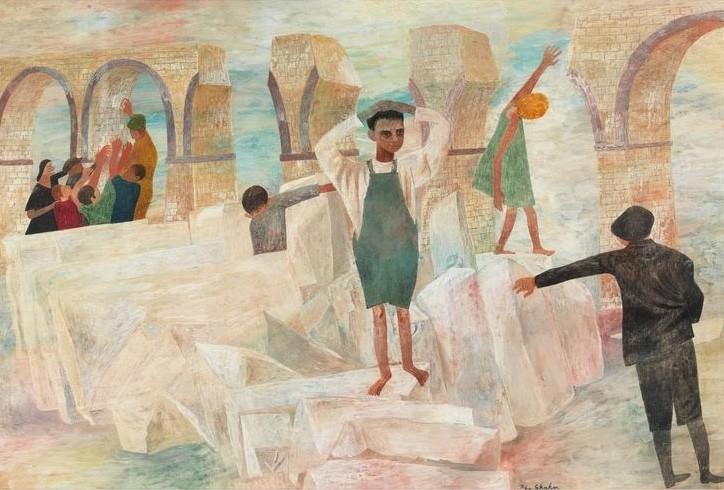 Ben Shahn Reconstruction 1945 – Post-War Rebuilding Modernist Painting
