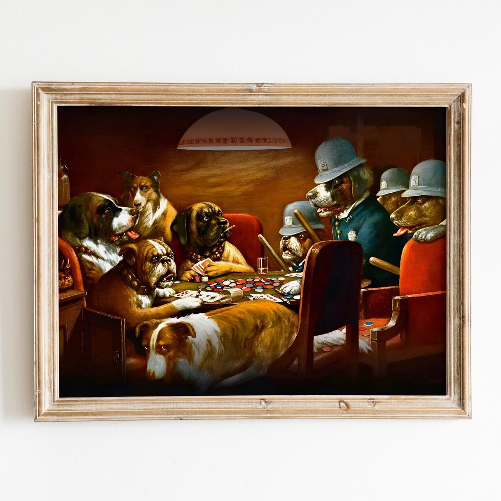 Dogs Playing Cards – Pinched With Four Aces CM Coolidge Wall Art Poster Print