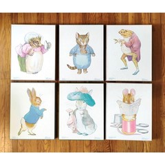 Vintage Beatrix Potter Nursery Wall Art Set 6 Mounted Prints 17×14 Peter Rabbit