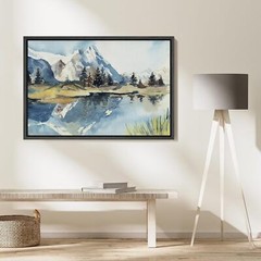 Wall26 Alpine Reflections Framed Wall Art Mountain Views Abstract Canvas Print