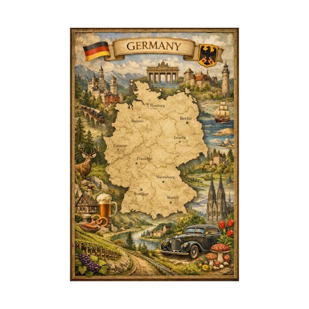 Germany Map Poster | Wall Art, Travel Decor