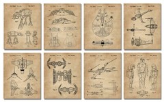 Set of 8 Vintage Star Wars Patent Gifts 8×10 Art Prints Mandalorian Mando Mania