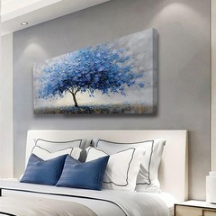 Blue Leaves Yellow Flowers Tree Canvas Wall Art for Living Room Office Study …