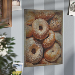 Vintage BAGEL Wall Art, Retro Baking Bread Poster, Jewish Bakery Kitchen Decor