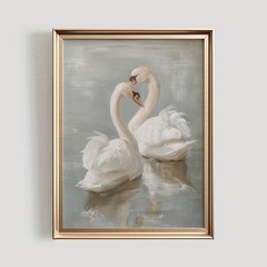 Vintage Swan Printable Wall Art, French Country Bird Print, Antique Decor
