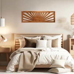 Wood Sunset Wall Art Long Horizontal Wall Art Decor Boho Sun Wall Art…