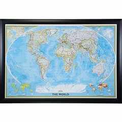 Craig Frames Classic World Push Pin Travel Map with Pins – 24 x 36