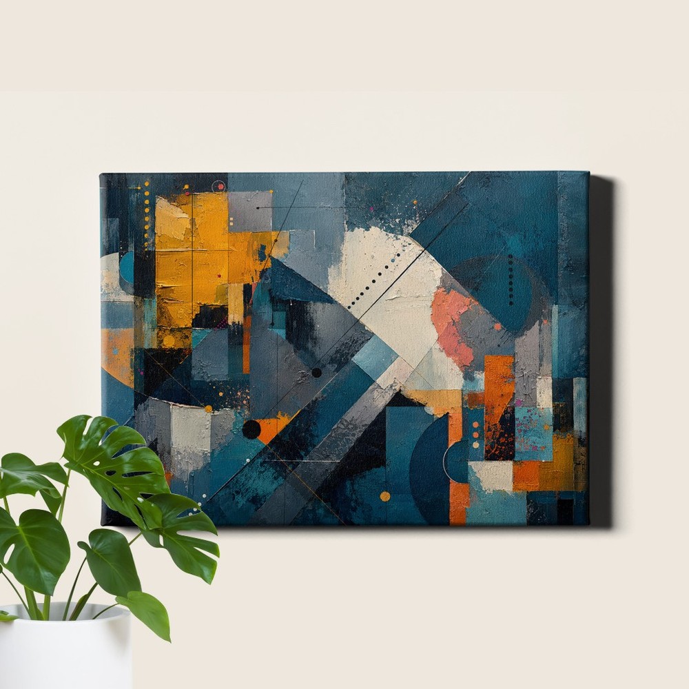 Impasto urban color blocks Wall Art geometric abstract textured look