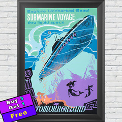 Submarine Voyage Attraction Poster 12″x18″ Disneyland Tomorrowland