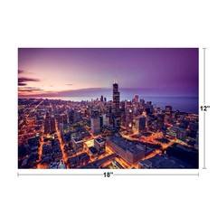 Chicago Illinois Skyline At Sunset Aerial View Willis Tower Poster 18×12