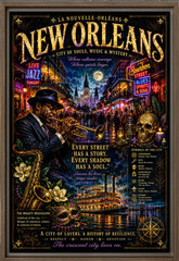 New Orleans Jazz Poster #1 – Cinematic Louisiana Travel Wall Art