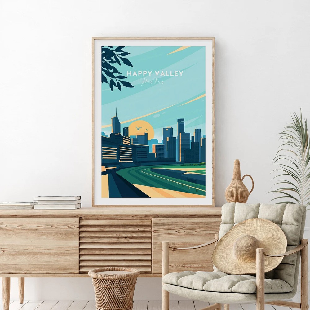 Hong Kong Happy Valley Traditional Travel poster Choose your Size