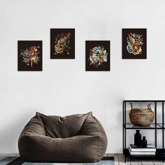 Watercolor Musical Instrument Art Prints,Graffiti Pictures for Wall Decor,Pia…