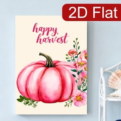 Pink Pumpkin Happy Harvest Canvas Wood Frame Wall Decor Gift