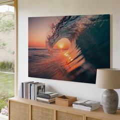 Sunset Ocean Wave Canvas Wall Art Coastal Beach Scene Nature Photography Print