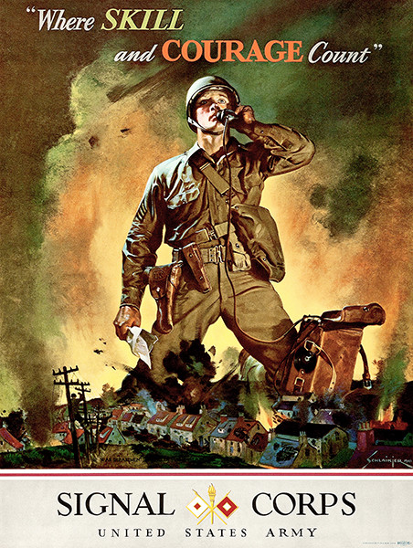 Skill & Courage – Signal Corps US Army – 1942 – World War II – Propaganda Poster