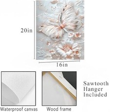 16×20 Blush Butterfly Canvas Print Wall Art