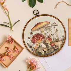 Vintage Round Wall Art Decor – Boho Botanical Wall Art Canvas Frame Artwork P…