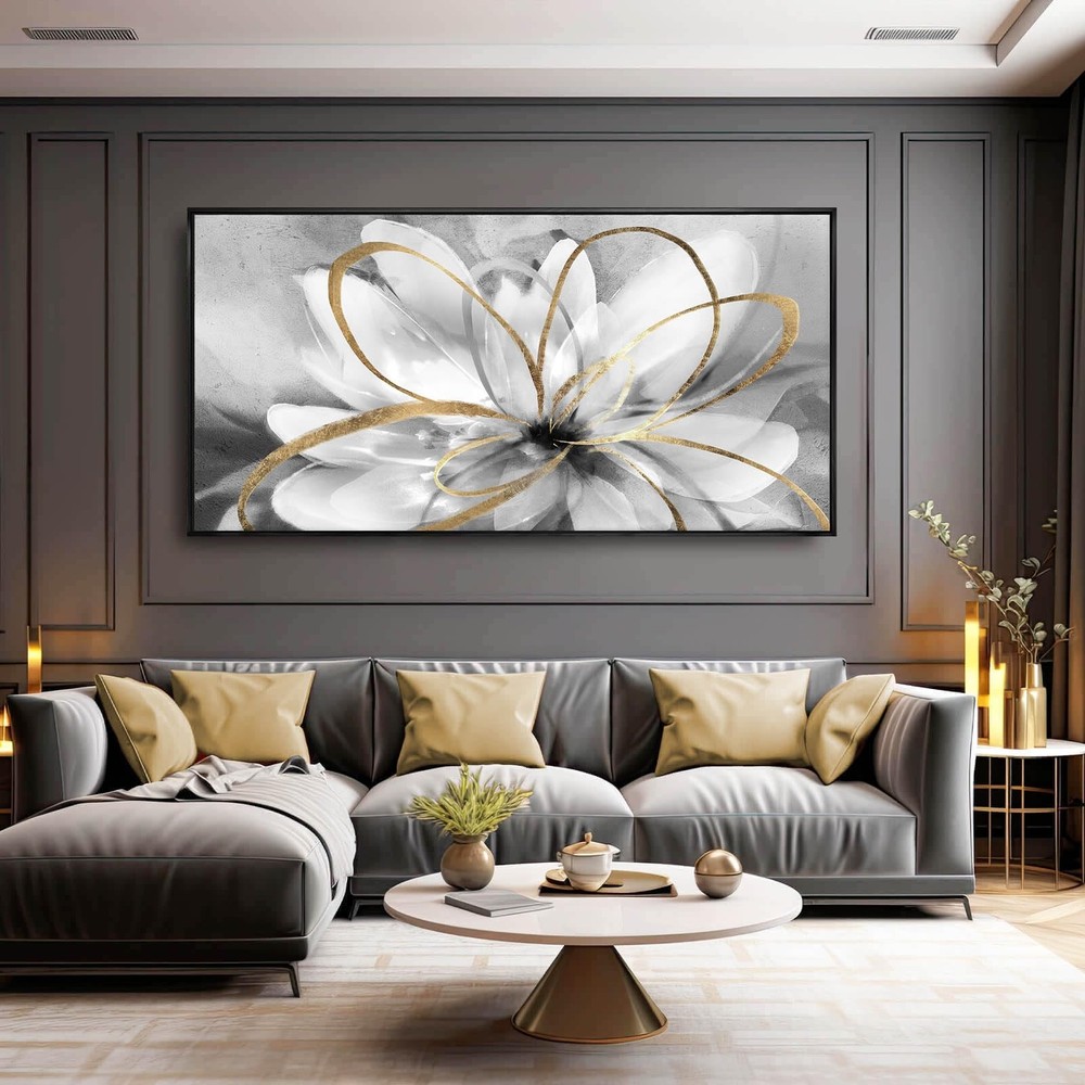 Botanical Canvas Wall Decor Abstract Floral Wall Art for Home Grey Artwork Co…