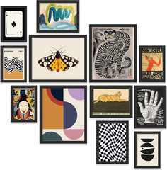 97 Decor Vintage Eclectic Wall Art Collage – Abstract Modern Art Prints for Wall