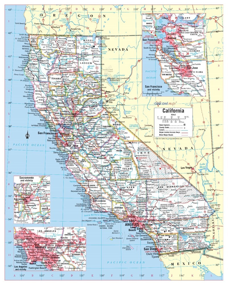 California State Wall Map Large Print Poster – Rolled Paper 24″x30″