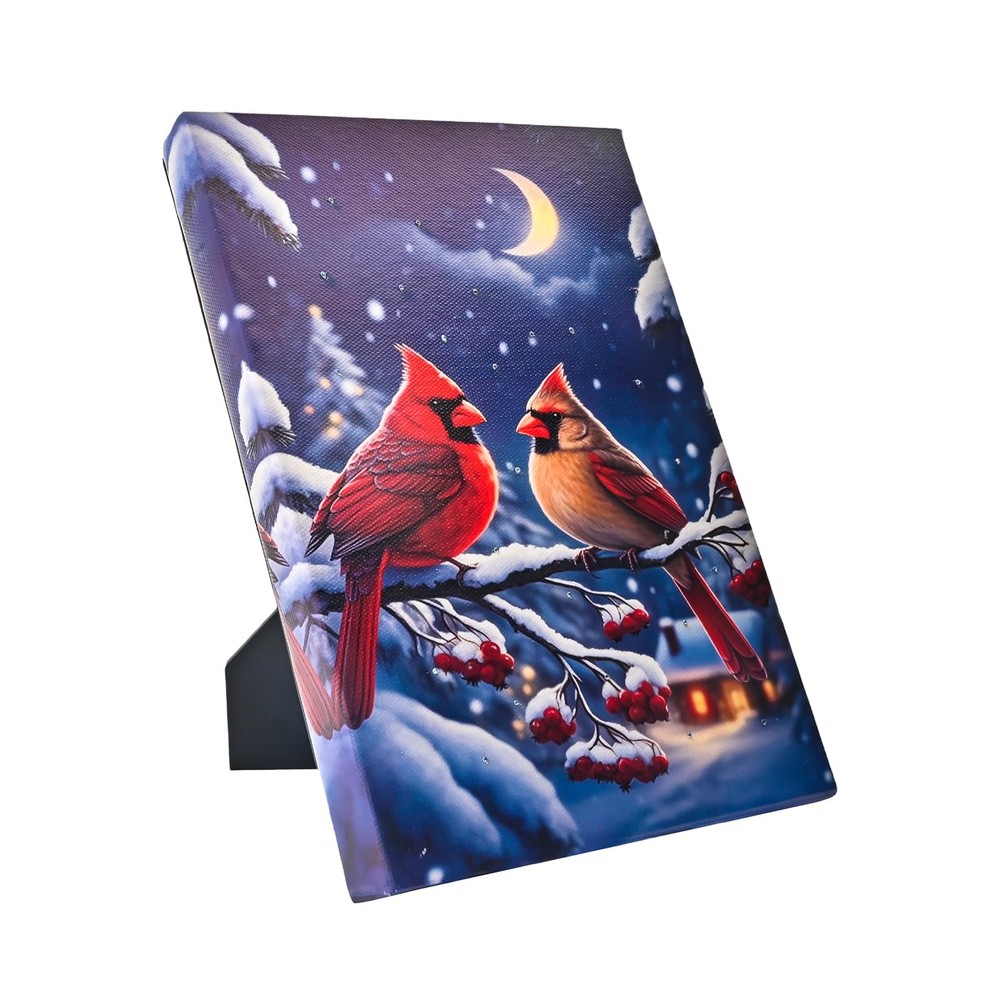 Small Cardinals Christmas Pictures Wall Decor with Timer and Stand – 8x6in Fr…