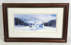 Dan Larsen Snow People Framed Picture Wall Art Frosty Care 15″ X 10″ Home Decor